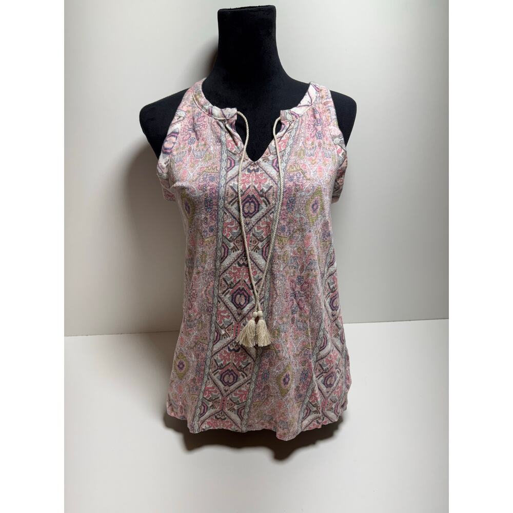 Rachel & Zoe 100% Linen Women’s Sz Medium Sleeveless Pink Blouse Beachy
